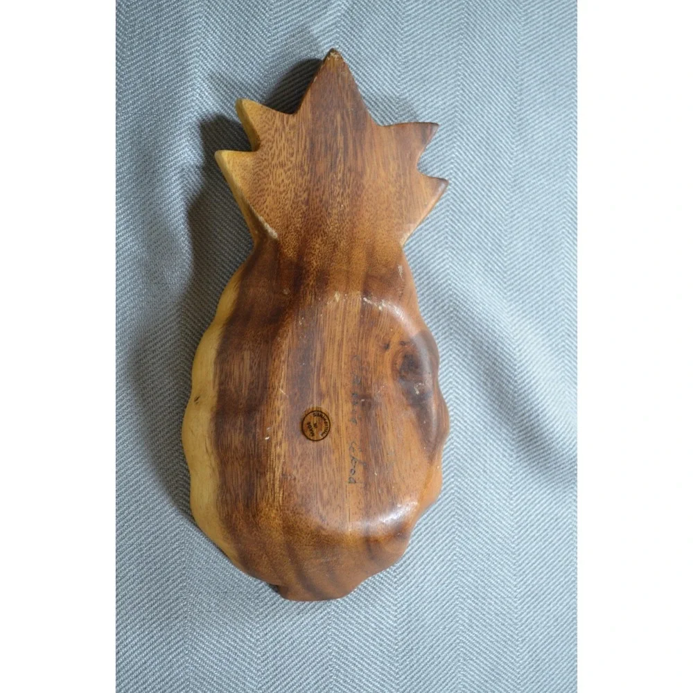 Monkey Pod Hawaii Carved Wood Pineapple Bowl Set Of 3